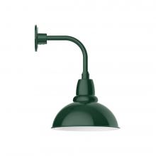 Montclair Light Works GNT106-42-L12 - 12" Cafe shade, LED Curved Arm Wall mount, Forest Green