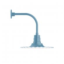 Montclair Light Works GNU159-54-G06 - 16" Radial shade, Curved Arm wall mount with Frosted Glass and cast guard, Light Blue