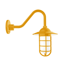 Montclair Light Works GNV052-21 - Vaportite, Style A shade, gooseneck wall mount with clear glass and cast guard, Bright Yellow