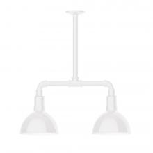 Montclair Light Works MSB114-44-L10 - 8" Deep Bowl shade, 2-light LED Stem Hung Pendant, White