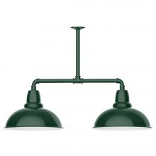 Montclair Light Works MSD108-42-L13 - 16" Cafe shade, 2-light LED Stem Hung Pendant, Forest Green