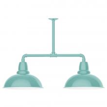 Montclair Light Works MSD108-48-L13 - 16" Cafe shade, 2-light LED Stem Hung Pendant, Sea Green