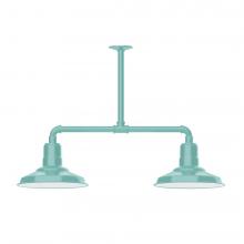 Montclair Light Works MSD182-48-L12 - 12" Warehouse shade, 2-light LED Stem Hung Pendant, Sea Green