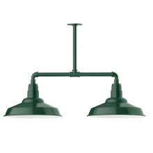 Montclair Light Works MSD184-42-T24-L13 - 16" Warehouse shade, 2-light LED Stem Hung Pendant, Forest Green