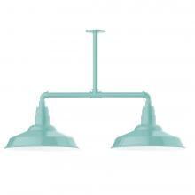 Montclair Light Works MSD184-48-T30-L13 - 16" Warehouse shade, 2-light LED Stem Hung Pendant, Sea Green