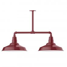 Montclair Light Works MSD184-55-T30-L13 - 16" Warehouse shade, 2-light LED Stem Hung Pendant, Barn Red