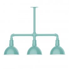 Montclair Light Works MSK114-48-L10 - 8" Deep Bowl shade, 3-light LED Stem Hung Pendant, Sea Green