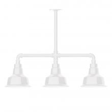 Montclair Light Works MSK180-44-T48-L10 - 8" Warehouse shade, 3-light LED Stem Hung Pendant, White