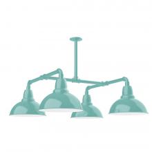 Montclair Light Works MSP106-48-L12 - 12" Cafe shade, 4-light LED Stem Hung Pendant, Sea Green