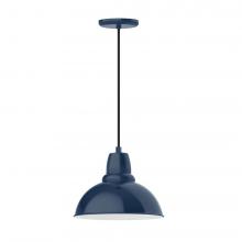 Montclair Light Works PEB106-50-C21-L12 - 12" Cafe shade, LED Pendant with white cord and canopy, Navy