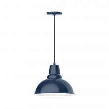 Montclair Light Works PEB107-50-L13 - 14" Cafe shade, LED Pendant with black cord and canopy, Navy