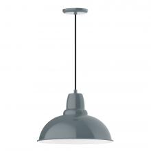 Montclair Light Works PEB108-40-L13 - 16" Cafe shade, LED Pendant with black cord and canopy, Slate Gray