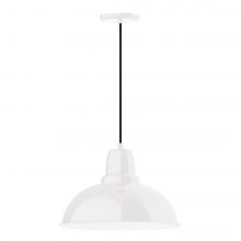 Montclair Light Works PEB108-44-L13 - 16" Cafe shade, LED Pendant with black cord and canopy, White