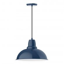 Montclair Light Works PEB108-50-L13 - 16" Cafe shade, LED Pendant with black cord and canopy, Navy