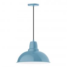 Montclair Light Works PEB108-54-C21-L13 - 16" Cafe shade, LED Pendant with white cord and canopy, Light Blue