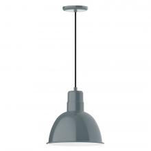 Montclair Light Works PEB116-40-C21-L12 - 12" Deep Bowl shade, LED Pendant with white cord and canopy, Slate Gray