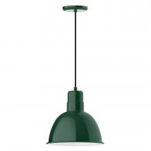 Montclair Light Works PEB116-42-C21-L12 - 12" Deep Bowl shade, LED Pendant with white cord and canopy, Forest Green