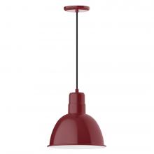 Montclair Light Works PEB116-55-C21-L12 - 12" Deep Bowl shade, LED Pendant with white cord and canopy, Barn Red