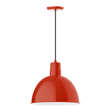 Montclair Light Works PEB117-26-C21 - 16" Deep Bowl shade, pendant with white cord and canopy, Vermillion