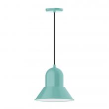 Montclair Light Works PEB123-48-C20-L12 - 12" Prima shade, LED Pendant with white solid fabric cord and canopy, Sea Green