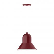 Montclair Light Works PEB123-55-C25-L12 - 12" Prima shade, LED Pendant with polished copper fabric cord and canopy, Barn Red