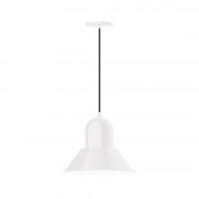 Montclair Light Works PEB124-44-C21-L13 - 14" Prima shade, LED Pendant with white cord and canopy, White