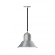 Montclair Light Works PEB124-49-L13 - 14" Prima shade, LED Pendant with black cord and canopy, Painted Galvanized