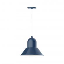 Montclair Light Works PEB124-50-L13 - 14" Prima shade, LED Pendant with black cord and canopy, Navy