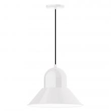 Montclair Light Works PEB125-44-C20-L13 - 16" Prima shade, LED Pendant with white solid fabric cord and canopy, White