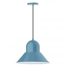 Montclair Light Works PEB125-54-C04-L13 - 16" Prima shade, LED Pendant with black and white houndstooth fabric cord and canopy, Light Blue