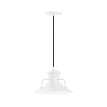 Montclair Light Works PEB142-44-L12 - 12" Homestead shade, LED Pendant with black cord and canopy, White