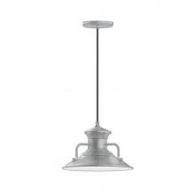 Montclair Light Works PEB142-49-L12 - 12" Homestead shade, LED Pendant with black cord and canopy, Painted Galvanized