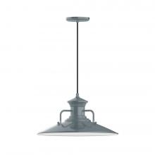 Montclair Light Works PEB143-40-C20-L13 - 18" Homestead shade, LED Pendant with white solid fabric cord and canopy, Slate Gray