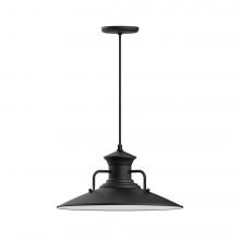 Montclair Light Works PEB143-41-C24-L13 - 18" Homestead shade, LED Pendant with cool tweed fabric cord and canopy, Black