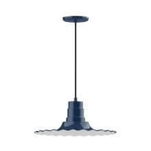 Montclair Light Works PEB159-50 - 16" Radial shade, pendant with black cord and canopy, Navy