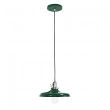 Montclair Light Works PEB401-42-96-C21 - 10" Uno Pendant, white cord with canopy, Forest Green with Brushed Nickel Hardware