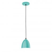 Montclair Light Works PEB417-48-C25-L10 - 6" J-Series shade, polished copper fabric cord with canopy, Sea Green