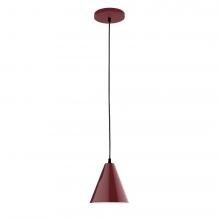 Montclair Light Works PEB420-55-C02-L10 - 8" J-Series shade, black solid fabric cord with canopy, Barn Red