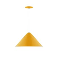 Montclair Light Works PEB423-21-C21-L13 - 18" Axis Cone LED Pendant, white cord with canopy, Bright Yellow