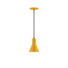 Montclair Light Works PEB436-21-C24-L10 - 6" Axis Flared Cone LED Pendant, cool tweed fabric cord with canopy, Bright Yellow