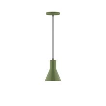 Montclair Light Works PEB436-22-C24-L10 - 6" Axis Flared Cone LED Pendant, cool tweed fabric cord with canopy, Fern Green