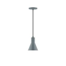 Montclair Light Works PEB436-40-C24-L10 - 6" Axis Flared Cone LED Pendant, cool tweed fabric cord with canopy, Slate Gray