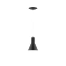 Montclair Light Works PEB436-41-C04-L10 - 6" Axis Flared Cone LED Pendant, black and white houndstooth fabric cord with canopy, Black