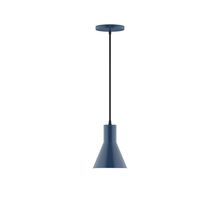 Montclair Light Works PEB436-50-C26-L10 - 6" Axis Flared Cone LED Pendant, ivory fabric cord with canopy, Navy