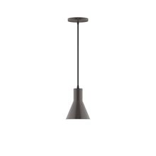 Montclair Light Works PEB436-51-C02-L10 - 6" Axis Flared Cone LED Pendant, black fabric cord with canopy, Architectural Bronze