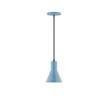 Montclair Light Works PEB436-54-C02-L10 - 6" Axis Flared Cone LED Pendant, black fabric cord with canopy, Light Blue