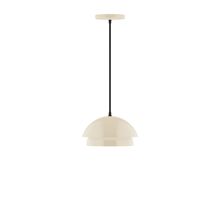 Montclair Light Works PEBX445-16-C25-L10 - 10" Nest LED Pendant, polished copper fabric cord with canopy, Cream