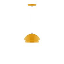 Montclair Light Works PEBX445-21-C27-L10 - 10" Nest LED Pendant, neutral argyle fabric cord with canopy, Bright Yellow