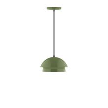 Montclair Light Works PEBX445-22-C26-L10 - 10" Nest LED Pendant, ivory fabric cord with canopy, Fern Green