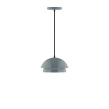 Montclair Light Works PEBX445-40-C23-L10 - 10" Nest LED Pendant, red and white zigzag fabric cord with canopy, Slate Gray